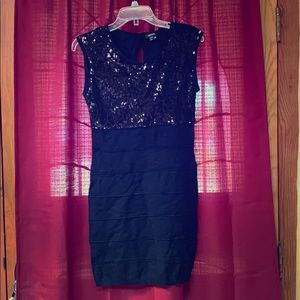 Black sequin top dress